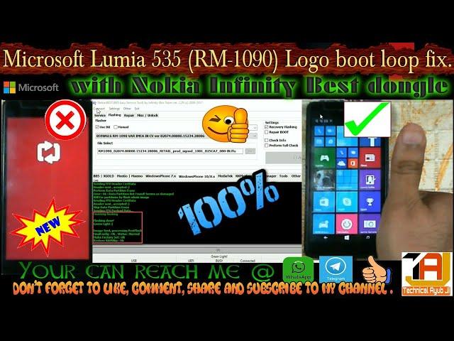 Microsoft Lumia 535 (RM-1090) Logo boot loop fix with Infinity Best dongle