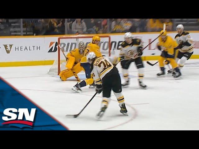 Jake DeBrusk Beats Juuse Saros With Perfectly Placed Shot