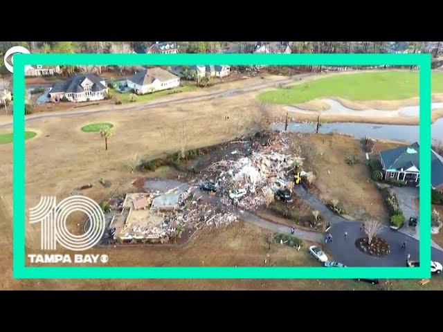 Damage from deadly tornado in Brunswick County North Carolina