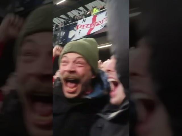 Nottingham Forest fans celebrated Chris wood goal against Everton at Goodison Park