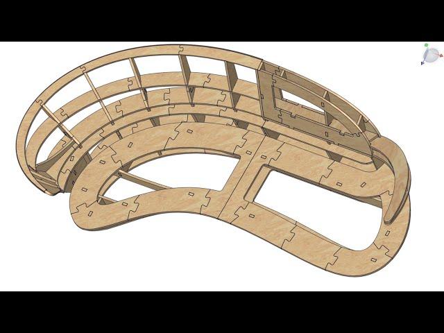 Designing a sofa made of plywood with cutting the frame on a CNC machine.