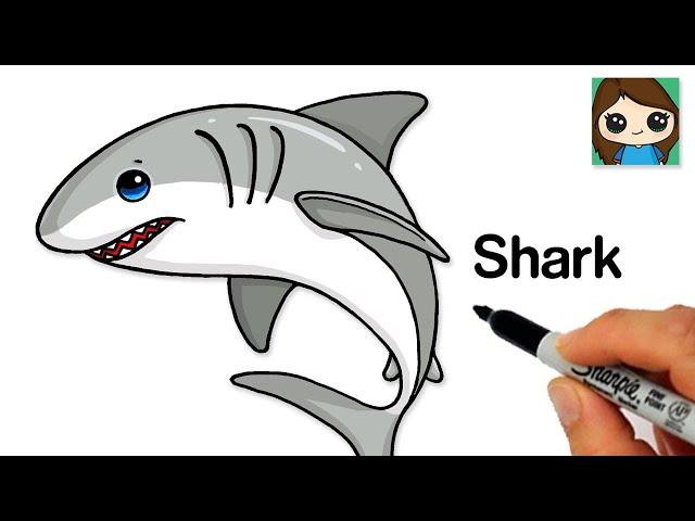 How to Draw a Great White Shark Easy Emoji