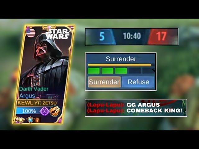 EPIC COMEBACK!!! This Is How You Comeback Using Argus | King Of Comeback | Mobile Legends