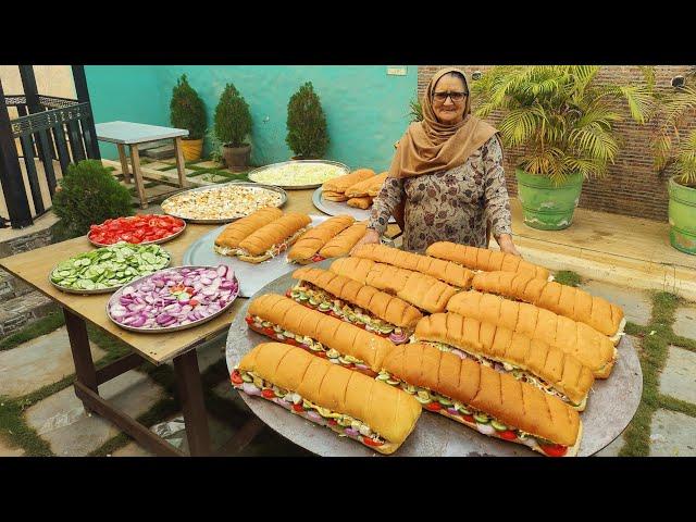 BIG SUBWAY SANDWICH MAKING | Paneer Tikka Sandwich Recipe | Street Food | Veg Village Food