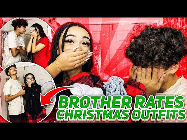 LITTLE BROTHER RATES MY XMAS OUTFITS! | Josie Alesia