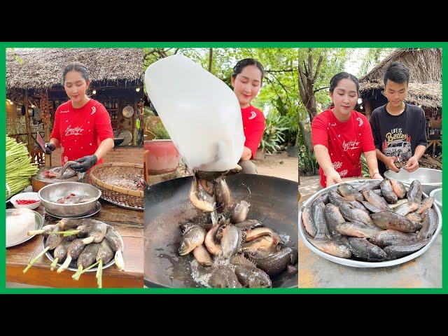 "Fresh Water Fish, Tiny shrimp" Mommy Chef Sros cook fish, tiny shrimp recipe - Cooking with Sros