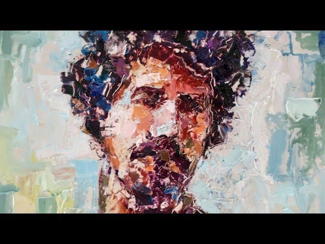 Painting a Self Portrait , Palette Knife And Brush Strokes | Palette Knife Self-Portrait