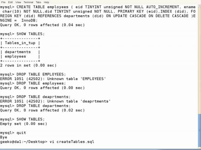 Creating Tables in MySQL 5 with Foreign Keys