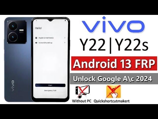 Vivo y22 FRP Bypass Without Pc Vivo y22s Google Account Remove Android 13 Letest Update Y22 Frp