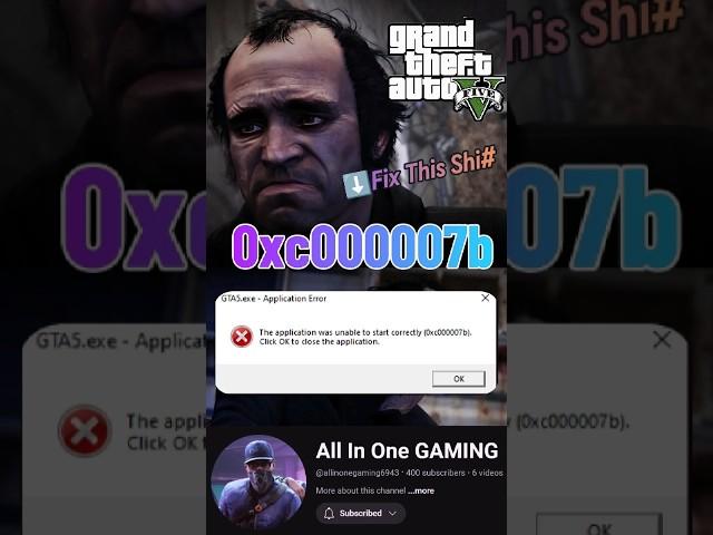 GTA V 0xc000007b Error Fix 100% Easy Way 100% #gta5 #gta #gtav #0xc000007b