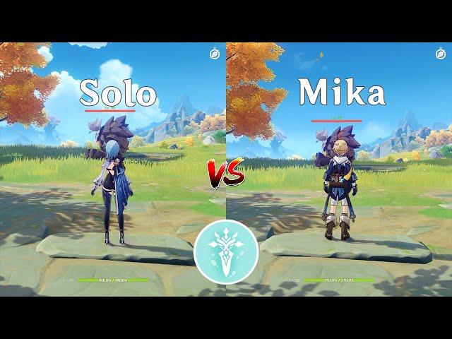 Solo Eula vs with Mika ! How much is the Difference? Gameplay DMG COMPARISON [ Genshin Impact ]