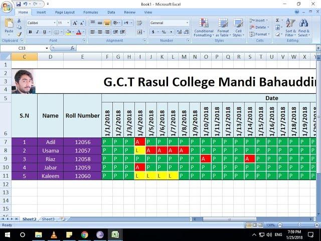 How To Make Attendance Sheet in Ms Excel - Attendance Management System in Excel