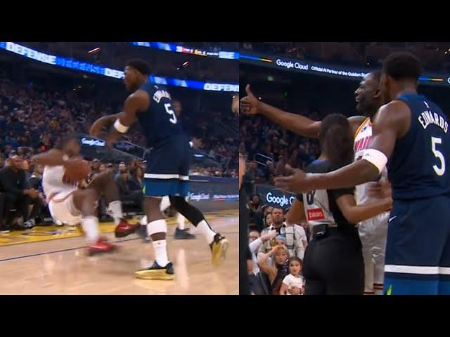 Anthony Edwards shoves Kuminga to the ground and Draymond didn't want a fight 