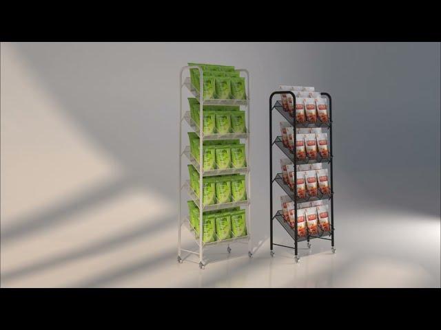 Premium Candy Display Rack Merchandiser | 4-Tier Metal Wire Retail Floor Display