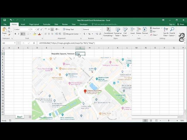 Hyperlink with Google Maps in Excel