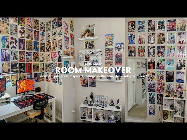 aesthetic room makeover: anime & pinterest inspired, manga collection tour, desk setup & etc