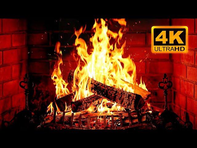  Cozy Fireplace 4K (12 HOURS). Fireplace with Crackling Fire Sounds. Fireplace Burning 4K