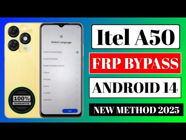 Itel A50 Frp Bypass 2025 | New Method 2025 | Without PC | Itel A50 Frp Bypass Android 14