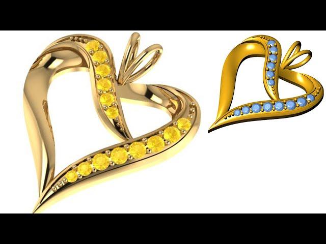 How to make ribbon Heart Pendant rhino martix cad {{ learning video}} jewelry cad design 3d cad  #43