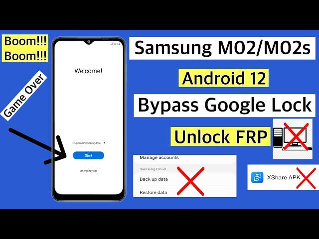 Samsung M02/M02s Frp Bypass Android 12/Unlock Google Account Look || M02 frp without data restore