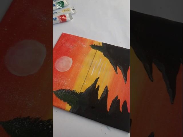 Sunset painting idea in a sunny afternoon ️ with me 