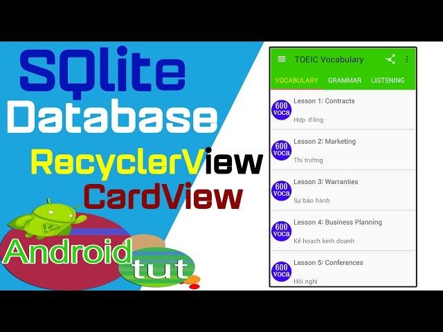 Android SQlite Database using RecyclerView to load database android|android tut