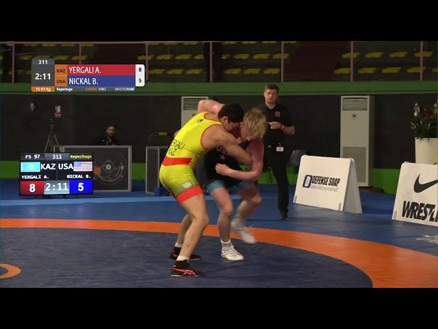 Repechage FS - 97 kg: A. YERGALI (KAZ) v. B. NICKAL (USA)