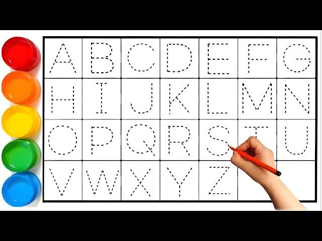 alphabet, abc song, abcd, a to z, kidsrhymes, collection for writing alongdotted lines for toddler.