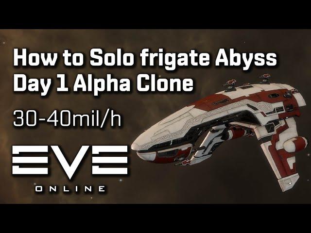 EVE Online - Day 1 Alpha clone Frigate Abyss solo tutorial (30-40mil/h)