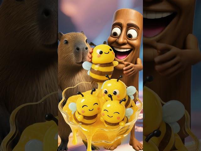 Capybara & Tung Tung Tung Sahur Eat Cute Bee Slime Candy!  Sweetest Honey Treats Ever!