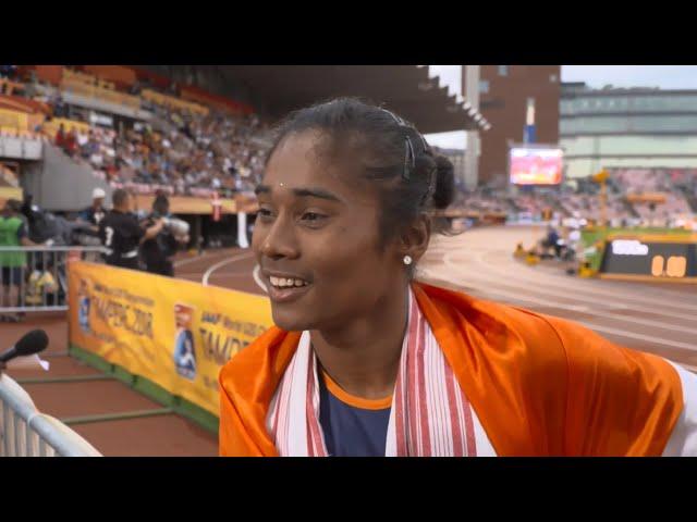 Hima Das' 400m Gold Medal Interview | IAAF World U20 Championships Tampere 2018