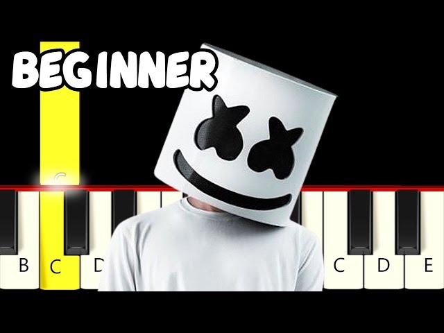 Marshmello - Alone - Fast and Slow (Easy) Piano Tutorial - Beginner