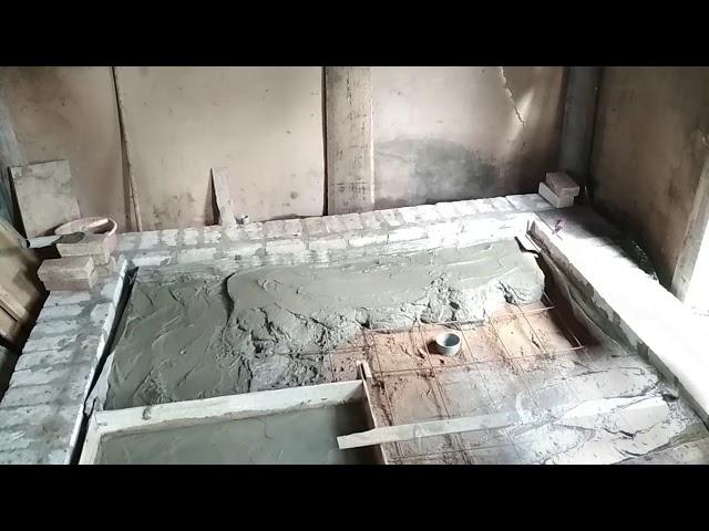 Бетонный пол в бане.