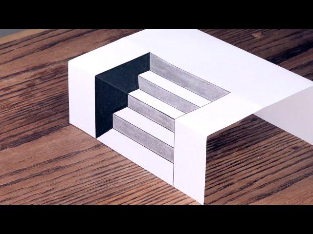 Easy 3D Trick Art - Steps Illusion Drawing!