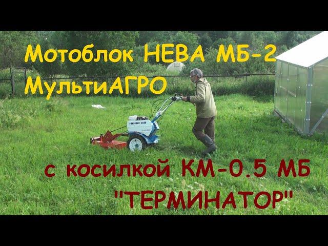 Косилка Терминатор  КМ-0,5 МБ с мотоблоком Нева МБ-2 МультиАГРО 1-й сезон