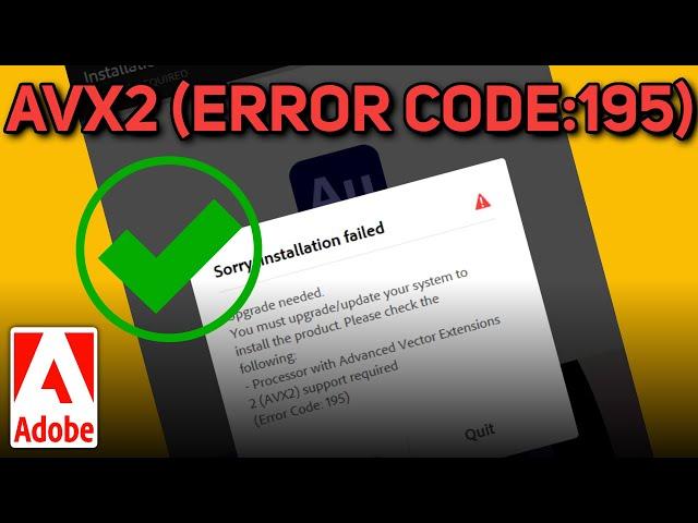 Fix Sorry, installation failed Upgrade needed - Processor With Advanced vector Extensions 2 (AVX2)