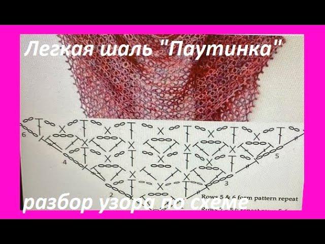 Шаль "ПАУТИНКА " , вязание КРЮЧКОМ по СХЕМЕ , crochet shawl (шаль №448)