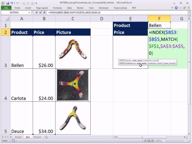 Excel Magic Trick 881: Lookup Picture with INDEX & MATCH functions instead of INDIRECT Function