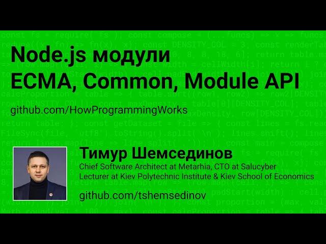  Node.js модули: ECMA, Common.js, Module API