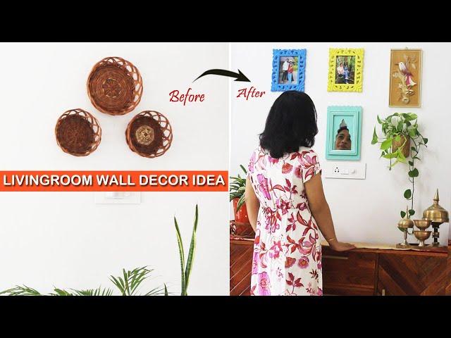 LIVING ROOM DECORATING IDEAS | Budget Room Makeover | How to Decorate a Empty Wall | Wall Decor Idea