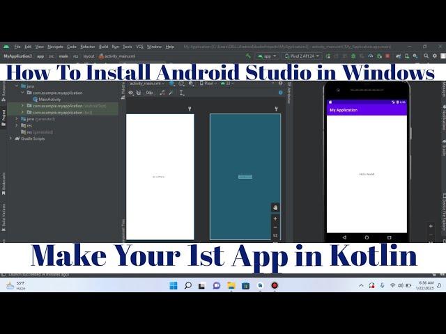 How To Install Android Studio and Make 1st App in Kotlin | Make First App in Kotlin  Android Studio