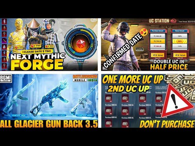 M416 GLACIER FREE TRICK|| NEXT UC UP EVENT BGMI/PUBGM ||NEXT MYTHIC FORGE ||NEXT UC STATION BGMI