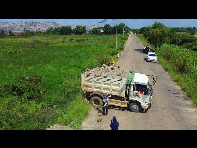 Impressive Job!!Dump truck Filling Land into water & Bulldozer D31P Technique Pushing Soil,Mix VDO