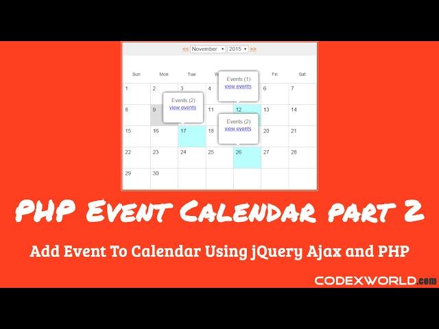 Add Event to Calendar using jQuery Ajax and PHP