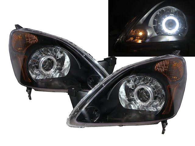 CrazyTheGod CR-V CRV RD4-RD7 MK2 02-04 Guide LED Halo Headlight Headlamp Black V3 for HONDA