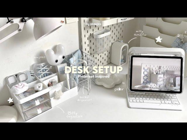 Aesthetic desk setup  Pinterest inspired, temu haul, desk tour + ikea things