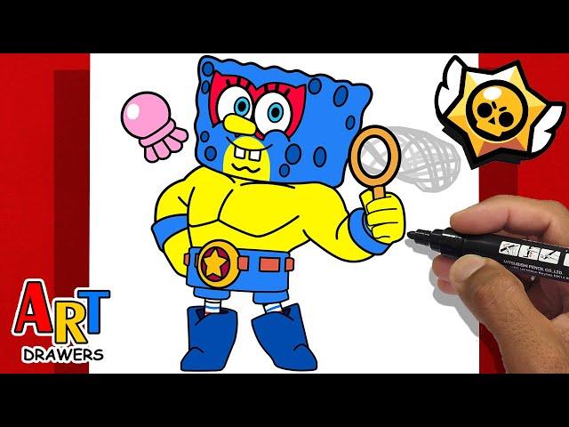 How to Draw SPONGEBOB El Primo - Brawl Stars - Artistic Investment FREE!