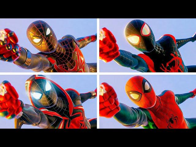 Marvel's Spider-Man: Miles Morales - Miles and Peter Meet Rhino With Every Suit [4K 60 FPS]