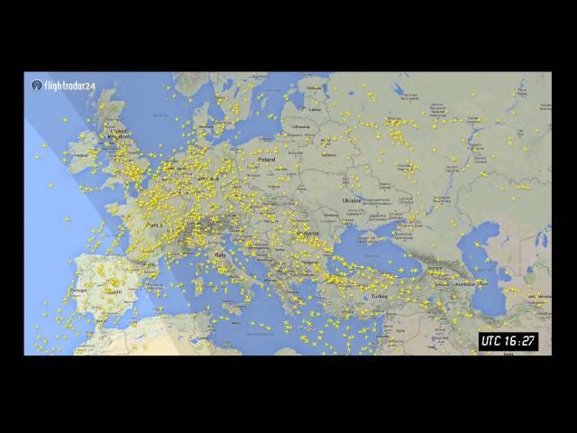 Time-lapse video showing air traffic over Europe - Flightradar24