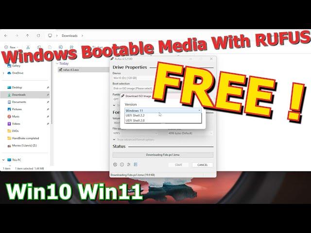 Using RUFUS to download and create a Windows Bootable Media